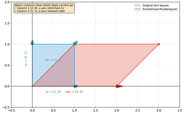 Linear transformation: square to parallelogram