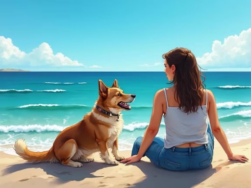 Dog-Woman-Sea